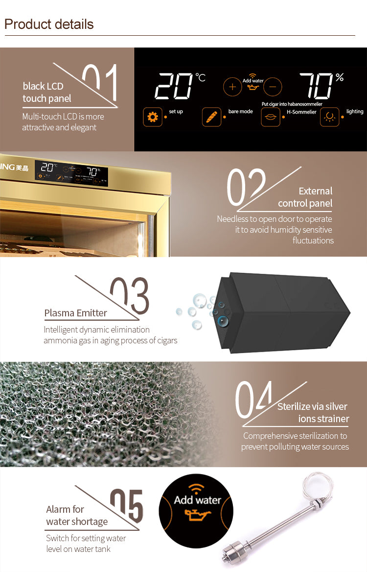 MON 1800A Precision Electronic Cigar Humidor | 1000-1200 Cigars